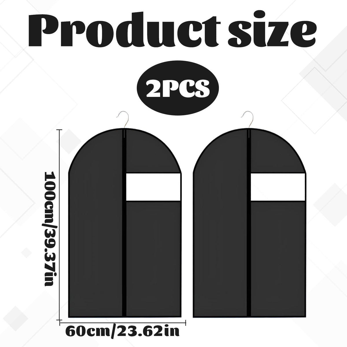 2 Pack Suit Covers for Men with Zipper,Suit Bags for Men,60 * 100 cm Foldable and Dustproof Suits Carriers for Man,Easy to Store,Reusable Clothes - image 2