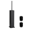 BVL Slim Metal Toilet Brush with 2 Heads | Square Black Bathroom Set