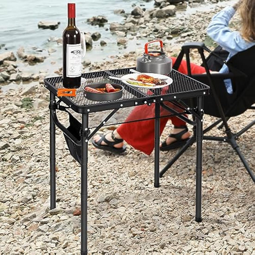 REDCAMP 2ft Folding Camping Table | Adjustable Height Aluminum Grill Table
