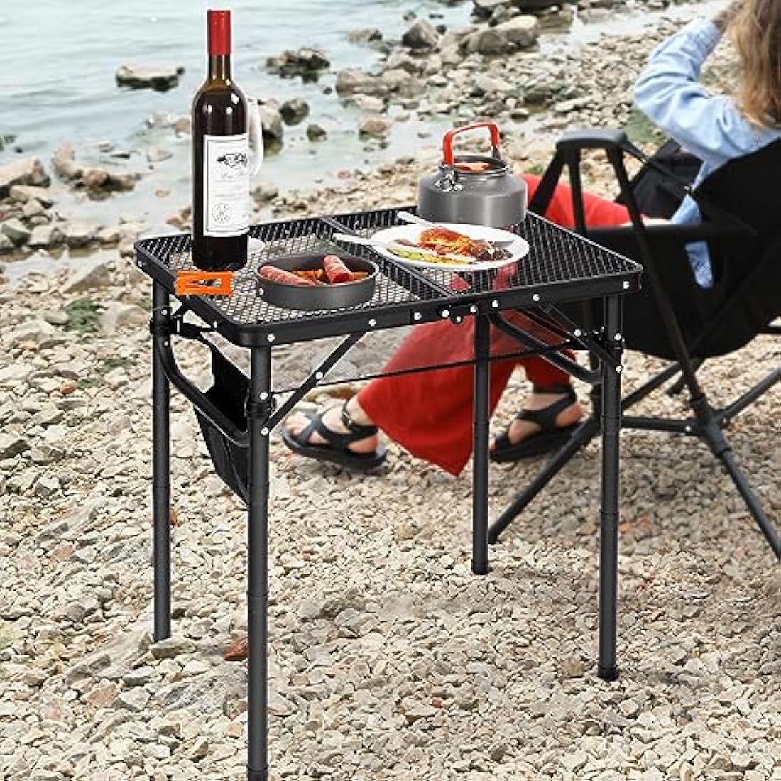 REDCAMP 2ft Folding Camping Table | Adjustable Height Aluminum Grill Table