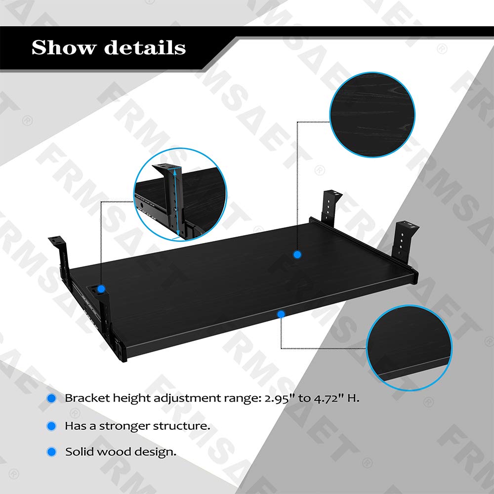 FRMSAET Office Product 20/24/30 inch Keyboard Drawer Tray24 inch, Black