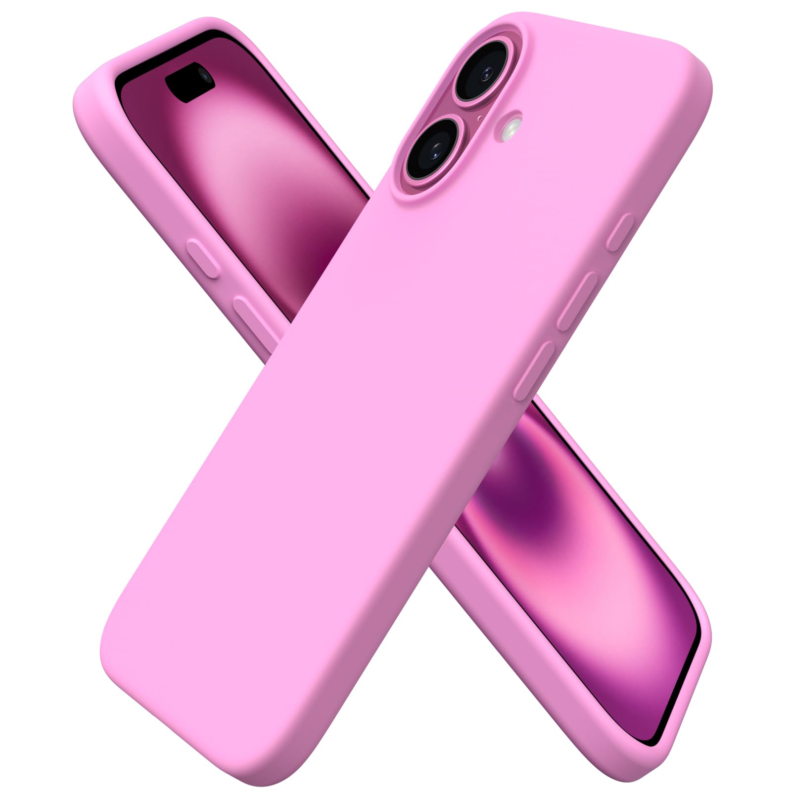 ORNARTO iPhone 16 Case - Slim Liquid Silicone Protective Cover, Peony