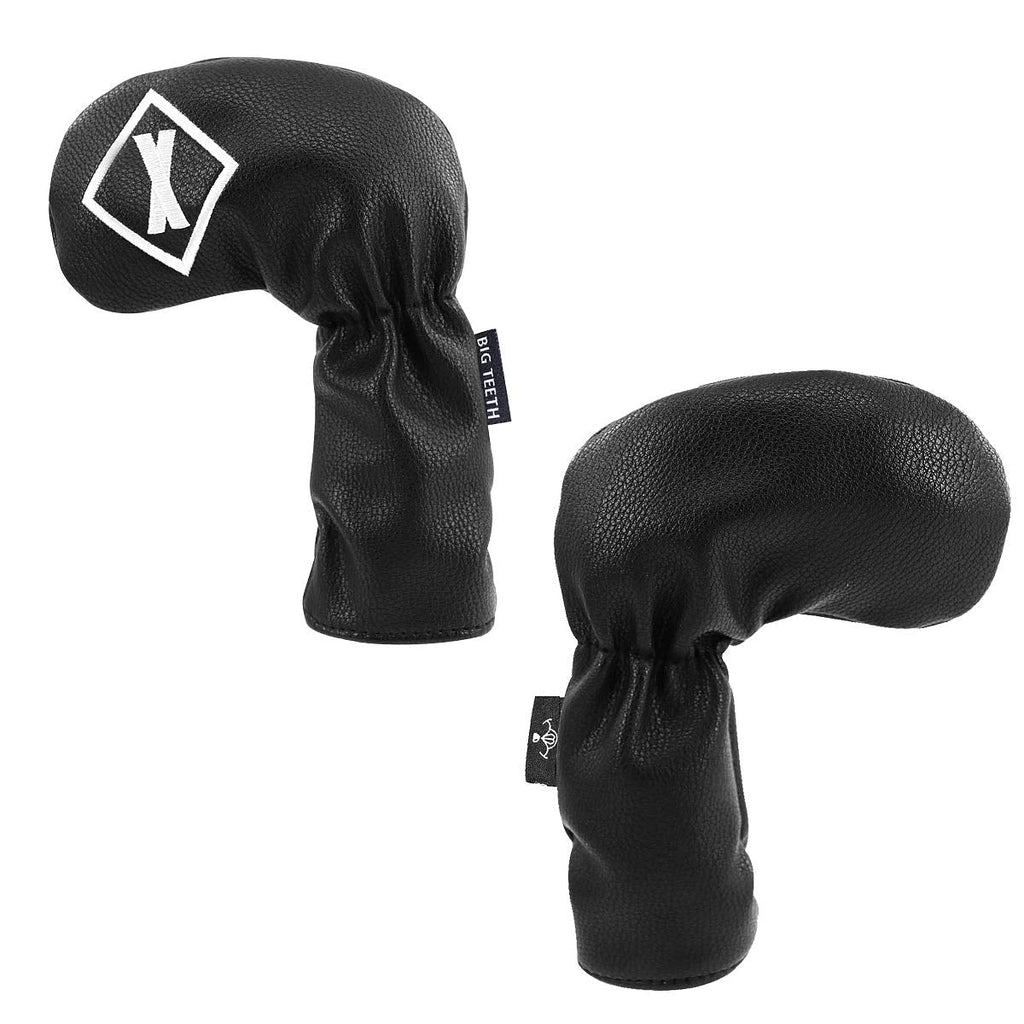 Big Teeth Golf Iron Head Covers - 10Pc Black PU Leather Club Protectors