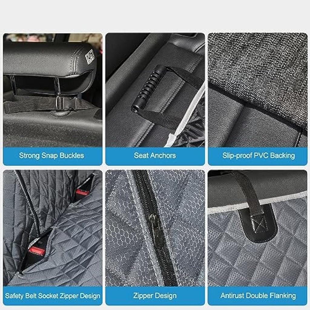 ANOSOSPECIAL Dog Car Seat Cover | Waterproof Grey Back Seat Protector