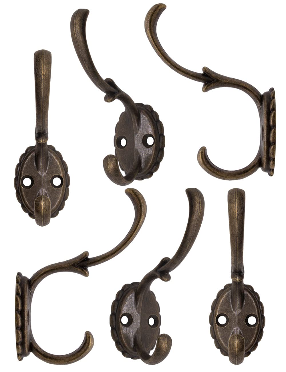 FUXXER® - Antique Coat Hooks, Double Hooks, Towel Hooks, Clothes Hooks, Iron Hooks, Wall Hooks, Brass Bronze Design, Vintage Country House Retro - image 5