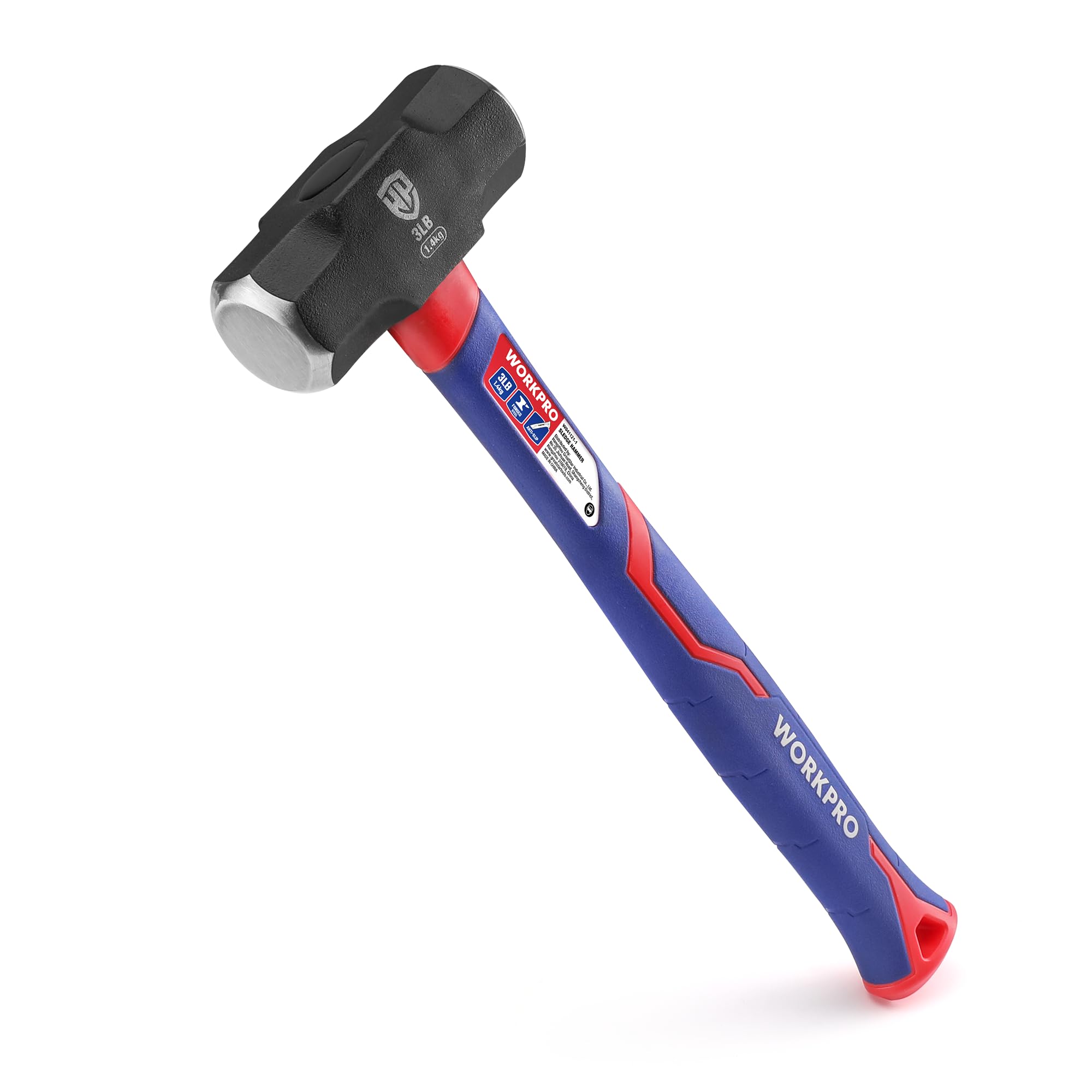 WORKPRO 3lb Club Hammer | Forged Steel Sledge with Fibreglass Handle