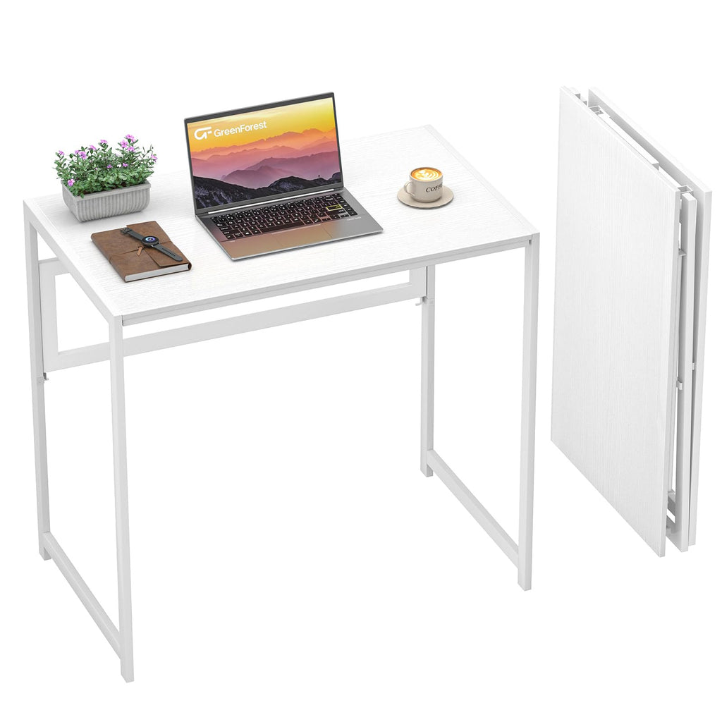 GreenForest Folding Desk 80cm No Assembly Required for Small Space, White - image 1