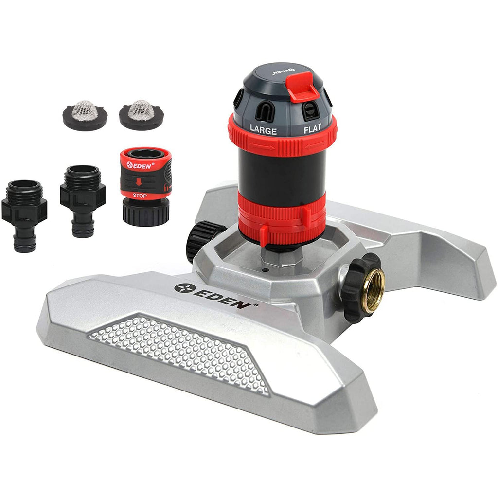 Eden 6-Pattern Rotary Gear Drive Garden Sprinkler with Metal Base