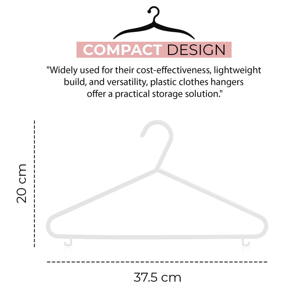 Roe Tenpo Coat Hangers, White | Adult Plastic Clothes Hangers for Clothes | Durable & Lightweight | Non-Slip, Space-Saving Design for Shirts, Jackets - image 2