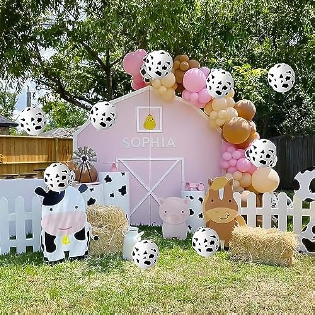 Cow Print Balloons | 30pc Black & White Latex Farm Party Decor