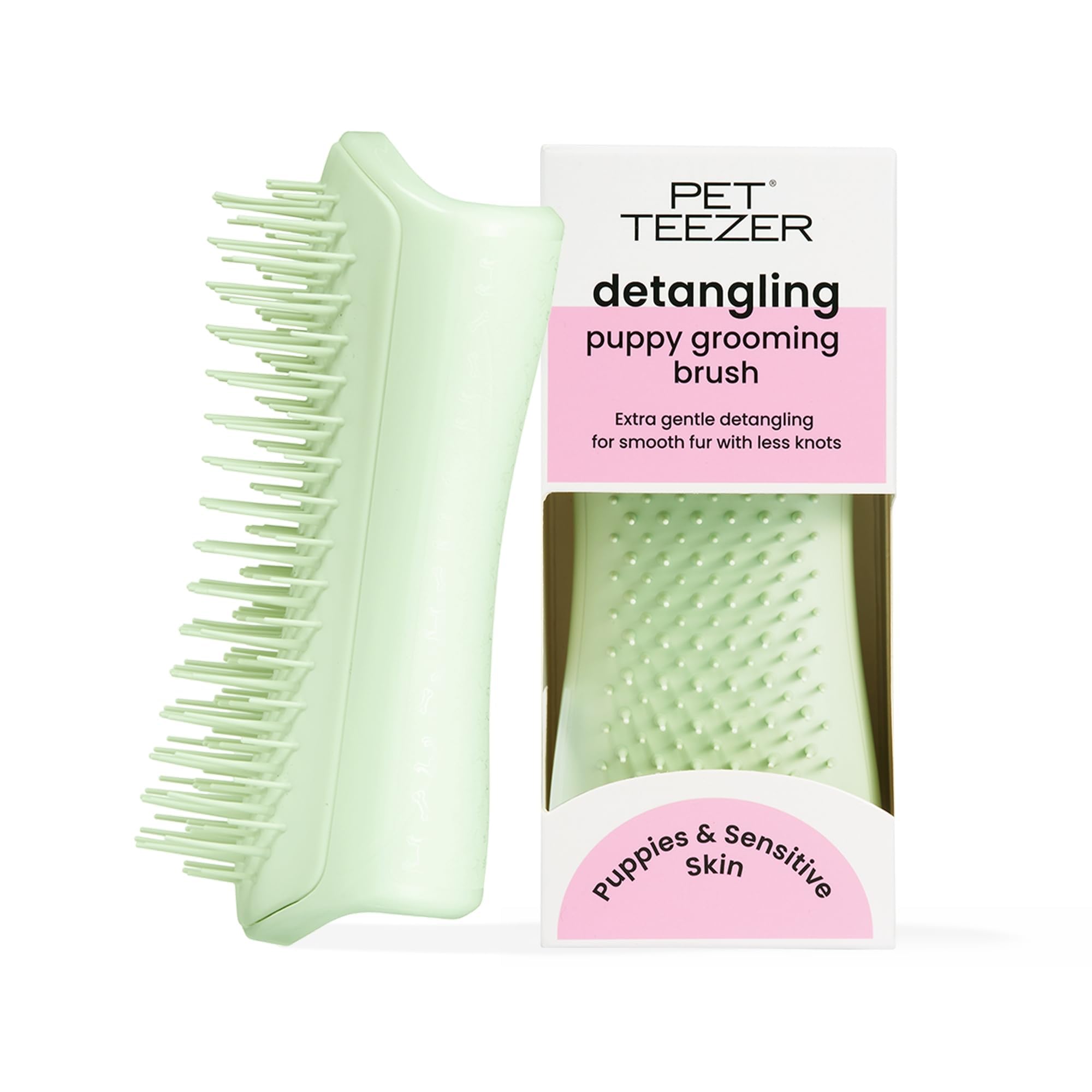 Tangle Teezer Pet Teezer Puppy Grooming Brush for Sensitive Skin – Mint