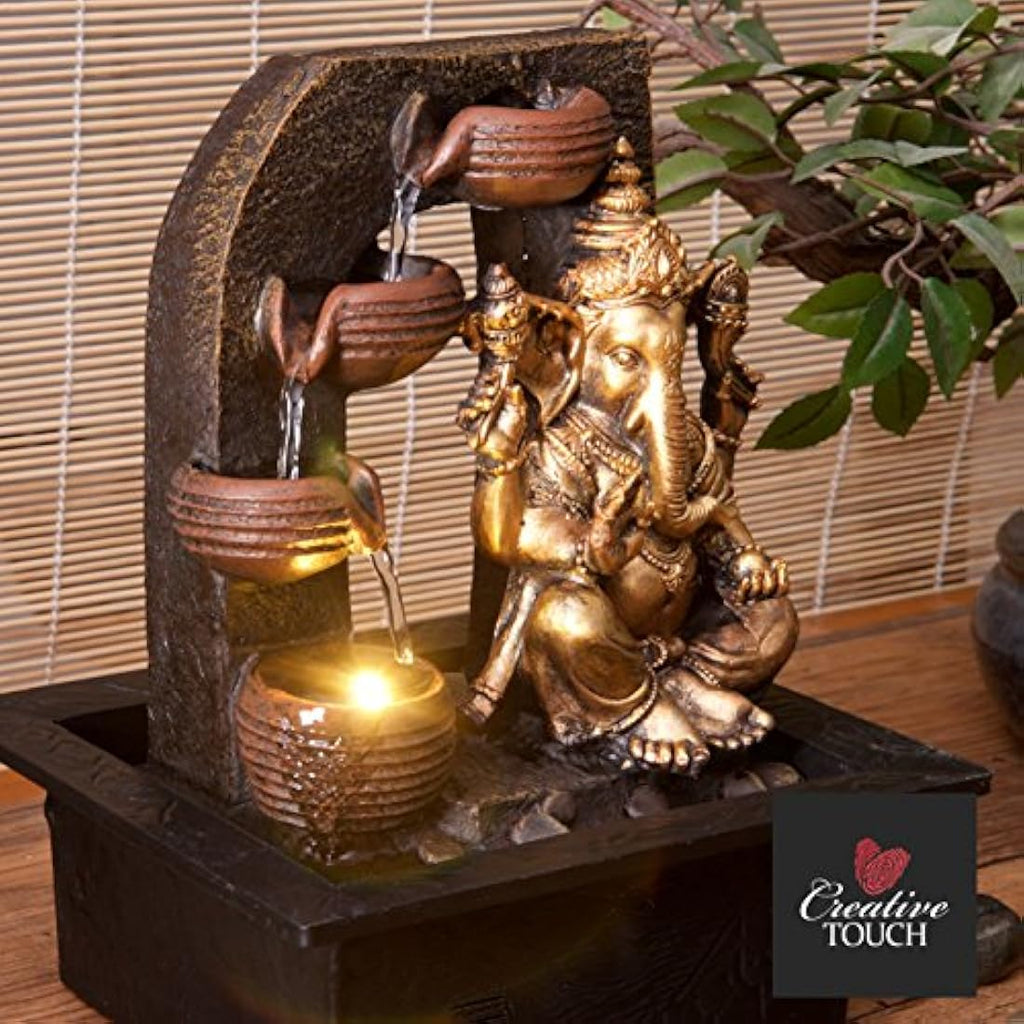 Ganesha Indoor Water Fountain with LED Light - 25cm