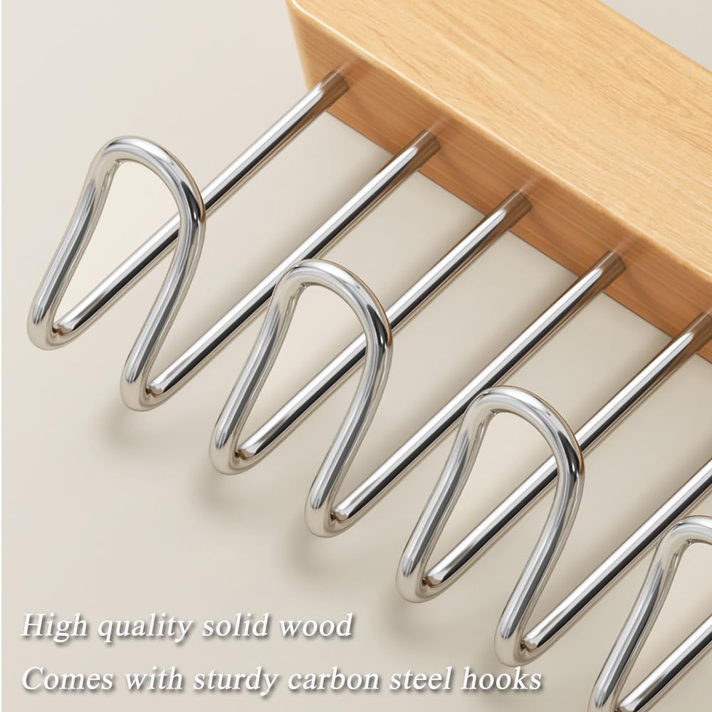 2 Pack Pull Out Belt Hanger for Closet, Wooden Hanger 8 Hooks, Left Pull - image 4