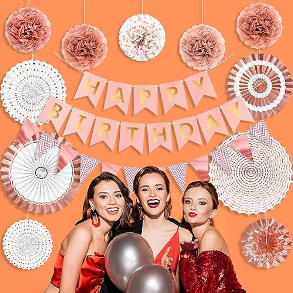 Wonsta Rose Gold Reusable Birthday Decorations Kit – Eco-Friendly Party Set