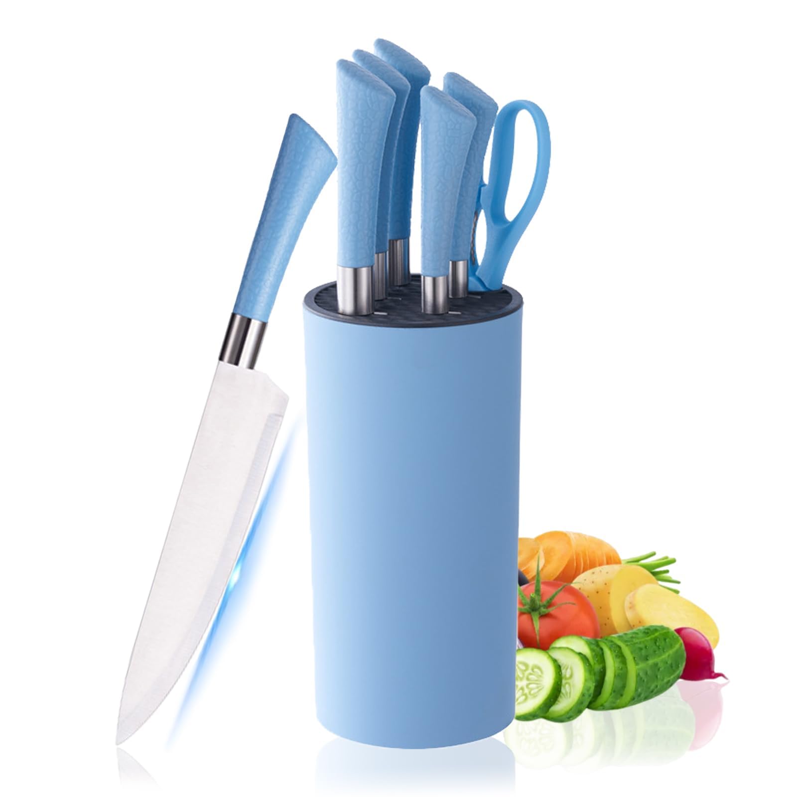 7-Piece Blue Stainless Steel Professional Kitchen Knife Set