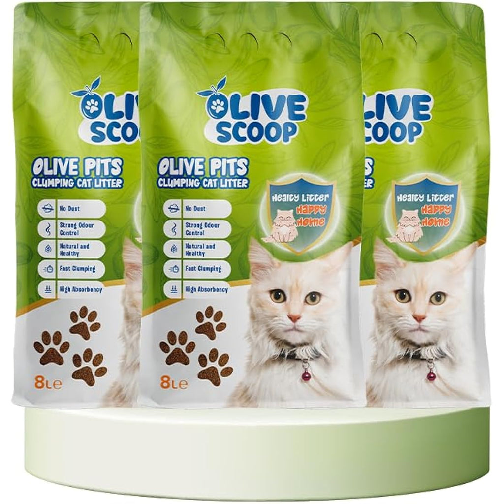 Olive Scoop Natural Olive Pit Clumping Cat Litter – Unscented, 24L