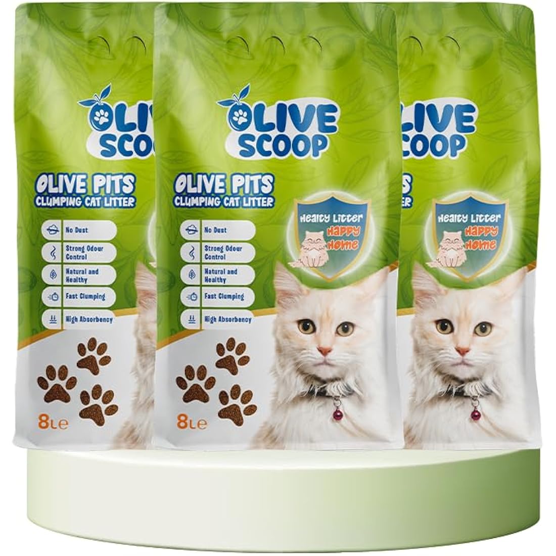 Olive Scoop Natural Olive Pit Clumping Cat Litter – Unscented, 24L