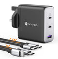 NOVOO 120W GaN USB C Fast Charger | 3-Port PD3.0 Laptop Power Adapter