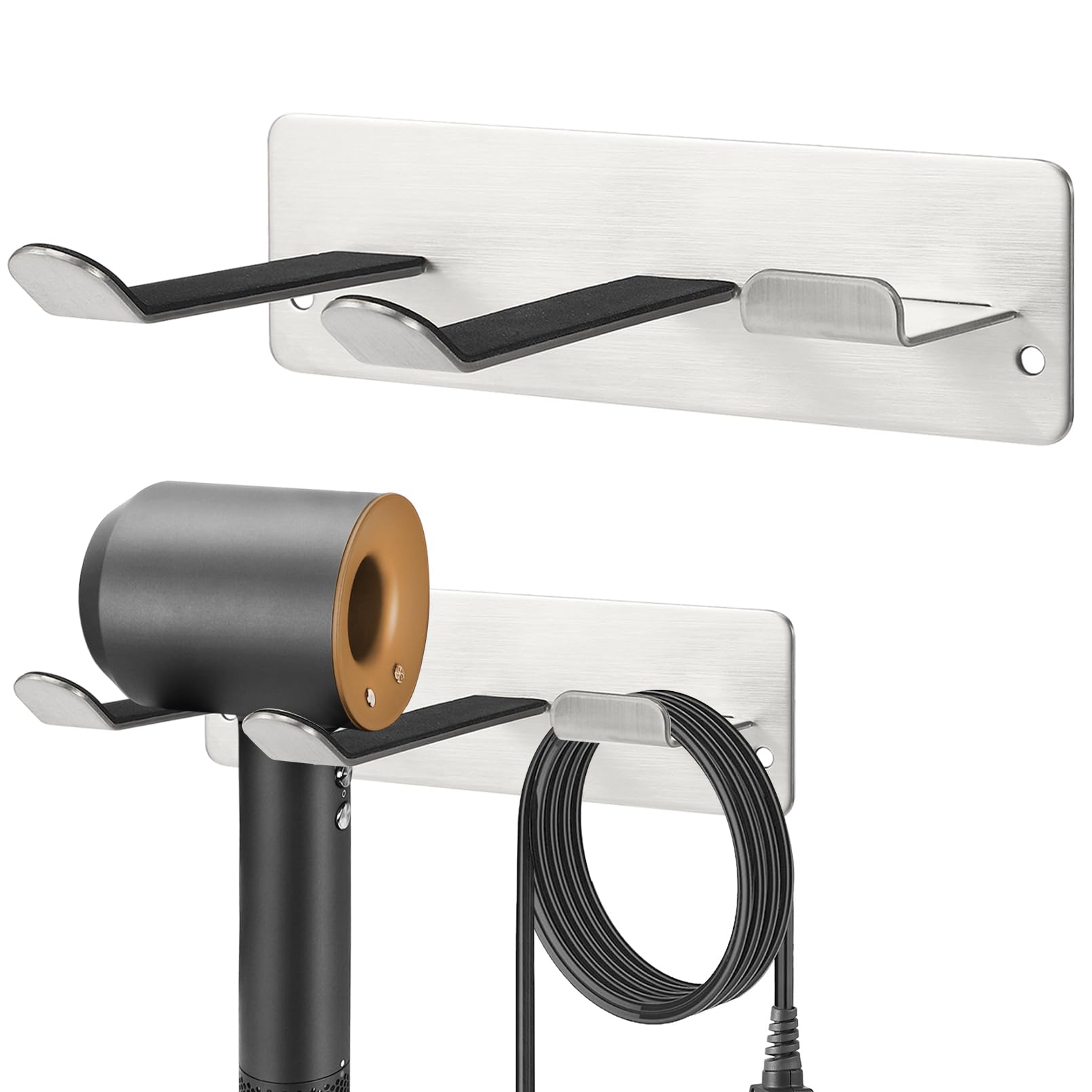 YOUGRIDDA Hair Dryer Holder – 304 Stainless Steel Wall Mounted Rack