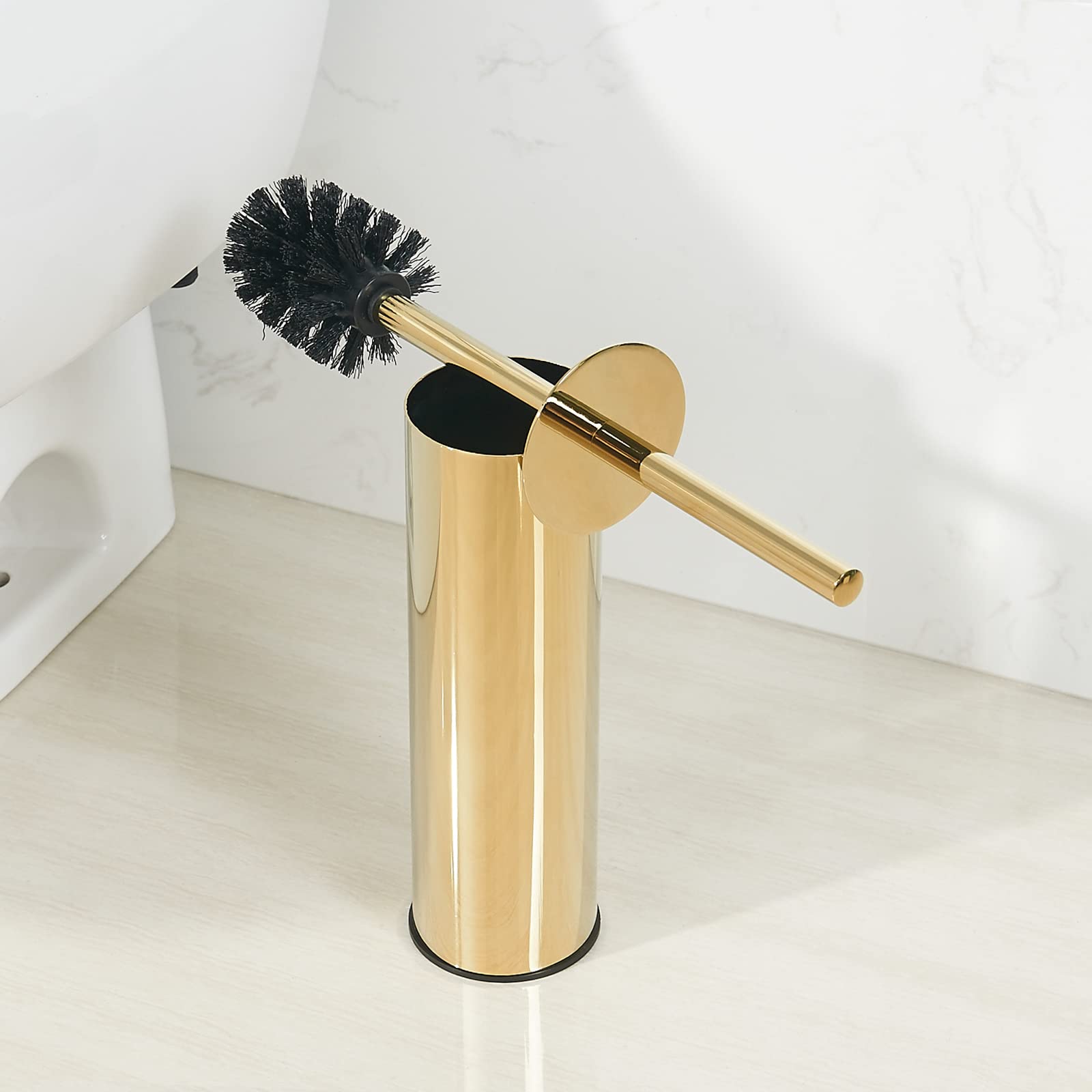 BGL Gold Toilet Brush Holder | 304 Stainless Steel Round Floor Stand