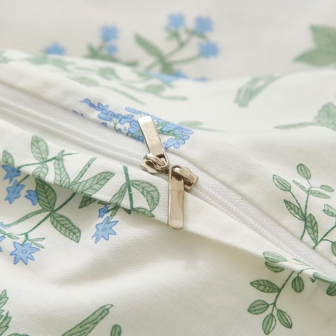 Ruccit White Floral 100% Cotton Double Duvet Cover Set | 3-Piece Bedding