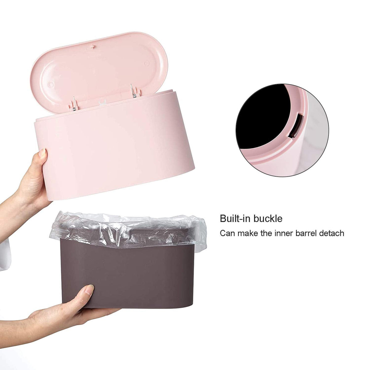 JEEZAO Office Desktop Paper Bin,Desk Trash Can with Lid, Mini Kids Table Waste Bin for Bedroom Bathroom,Storage Box for Pet Food - image 4