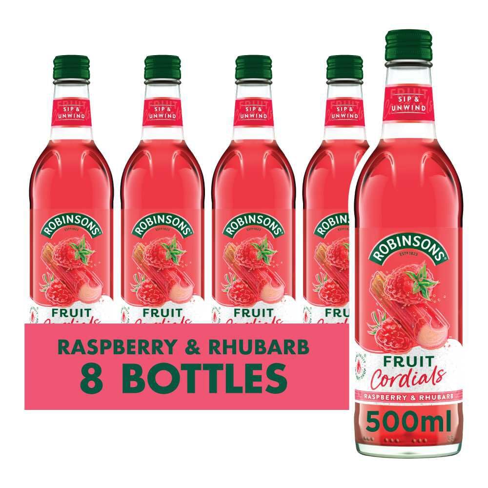 Robinsons Raspberry, Rhubarb & Orange Blossom Fruit Cordial - 500ml (8 Pack)
