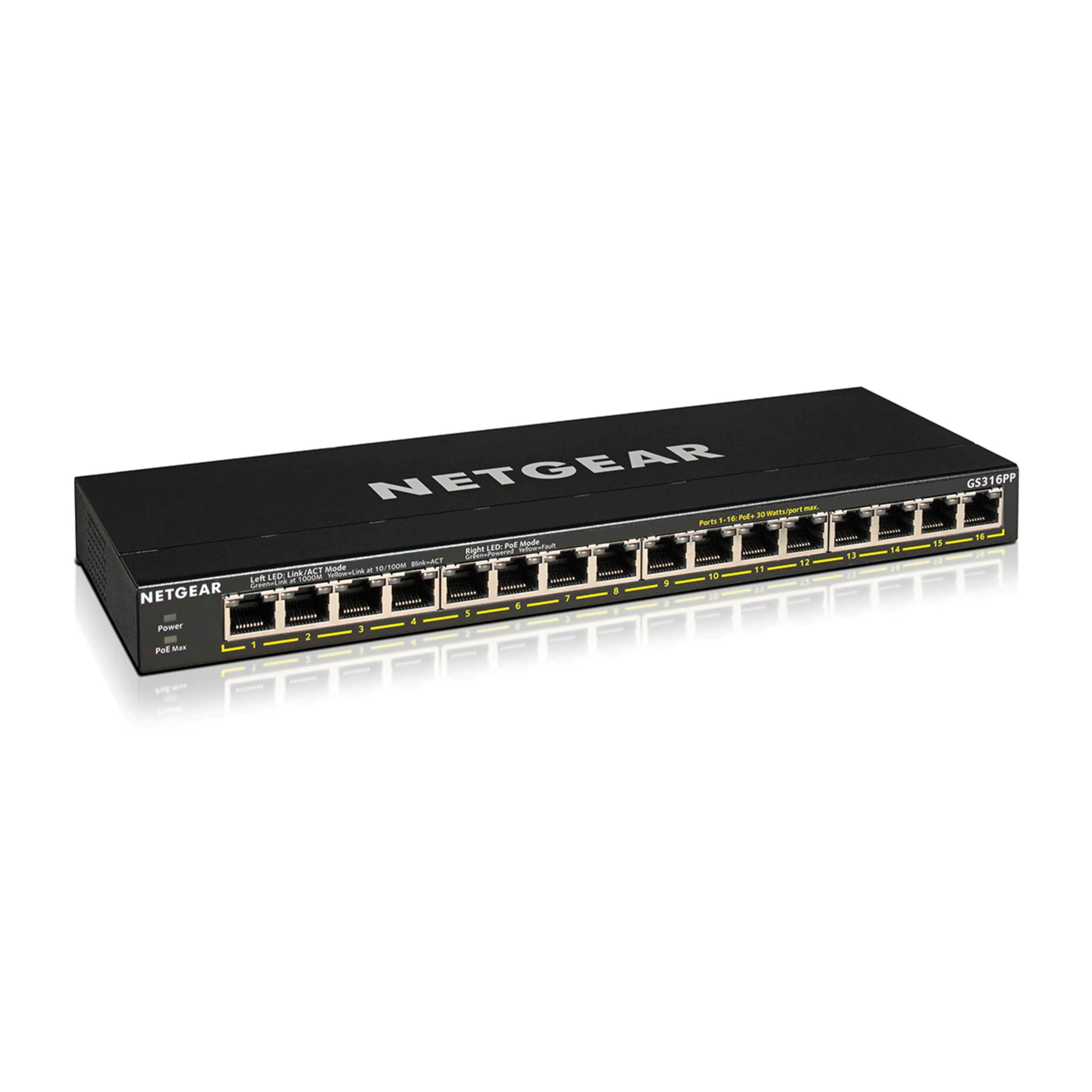 NETGEAR GS316PP 16-Port PoE Gigabit Ethernet Switch – Silent Operation