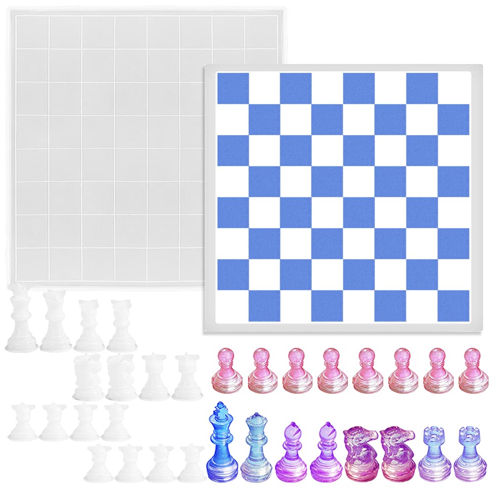 SENHAI Chess Board Resin Mold Set | 17Pcs 3D Silicone Casting Molds