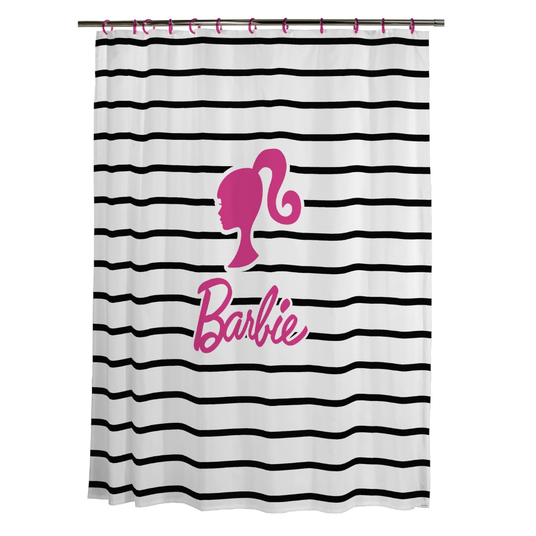 Barbie Glam 13-Piece Shower Curtain and Ring Set | 72x72 Polyester