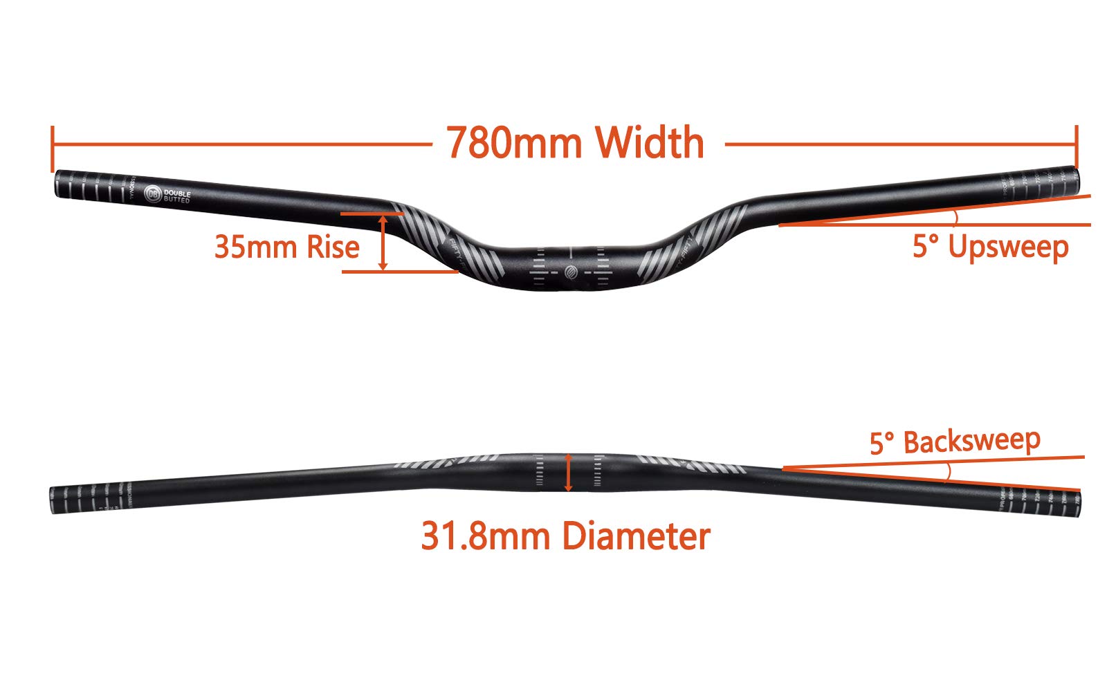 FIFTY-FIFTY MTB Riser Handlebar | 31.8mm Aluminum Alloy 780mm Bar