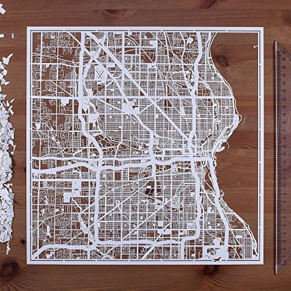 Milwaukee Laser Cut Map – 12x12 White Paper Art Wall Decor