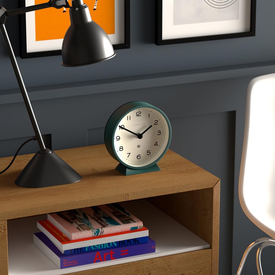 Newgate M Mantel Silent Sweep Clock | Minimalist Desk Clock - Eden Green