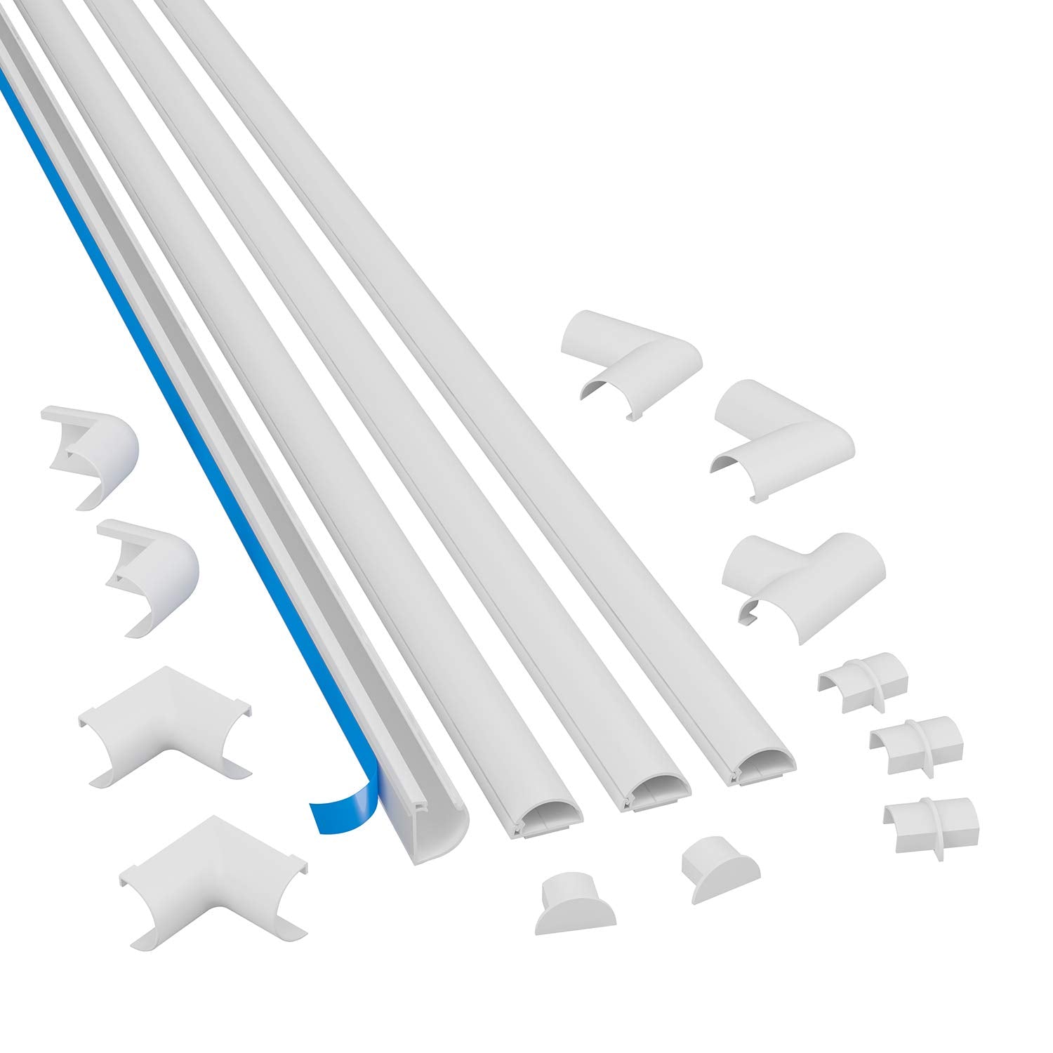 D-Line Micro+ Cable Trunking | 4m Half Round Self-Adhesive Wire Cover