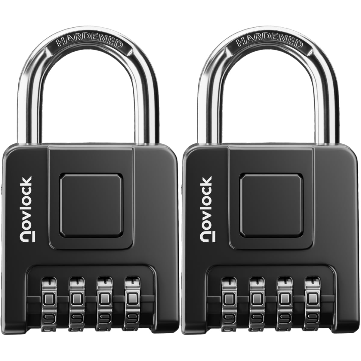 NOVLOCK Heavy-Duty Combination Padlock – 2.76" Long Shackle, 2-Pack