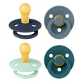 BIBS Colour Pacifiers | Natural Rubber Latex Dummies, 0-6 Months, 4-Pack