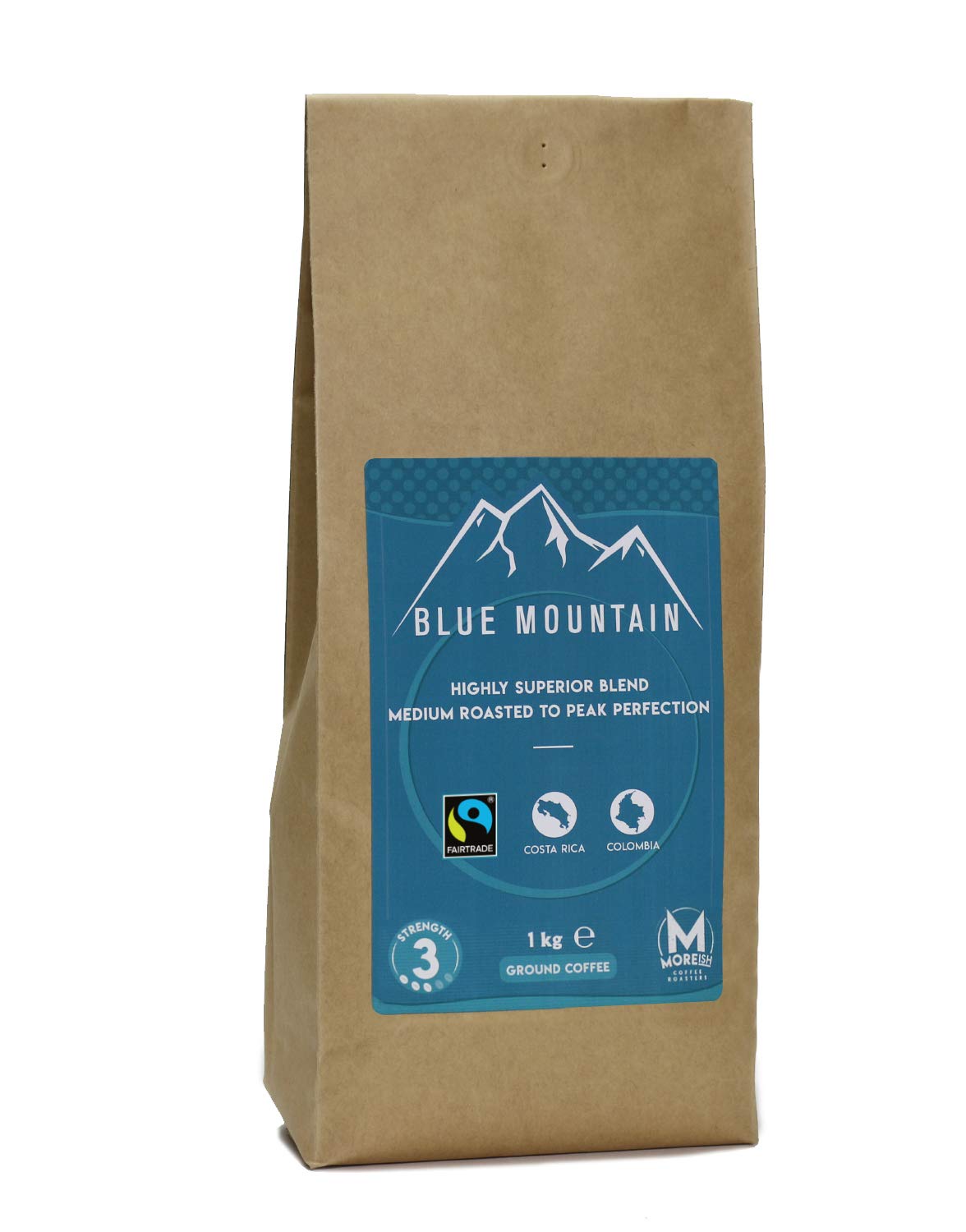 Moreish Fairtrade Blue Mountain Medium Roast Ground Filter Coffee - 1kg