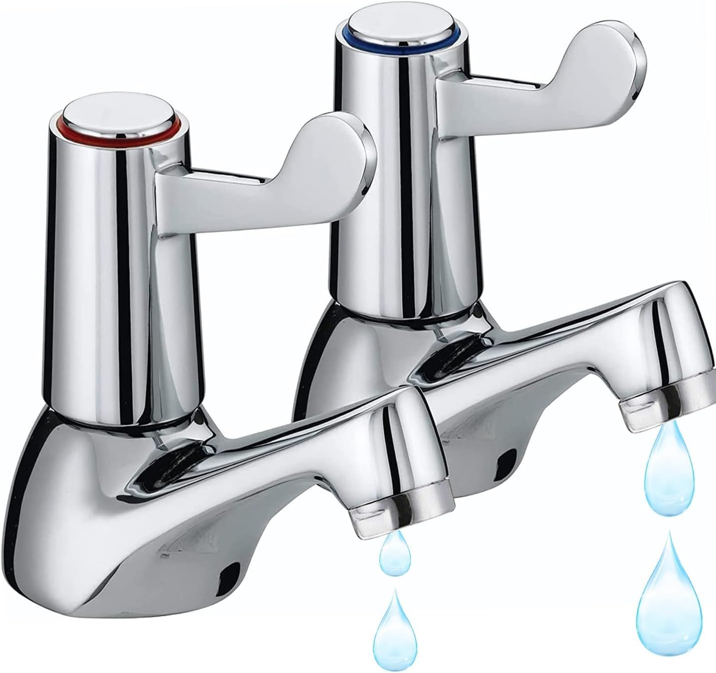 Jolof Store Chrome Brass Basin Taps | Quarter Turn Lever Pillar Faucets