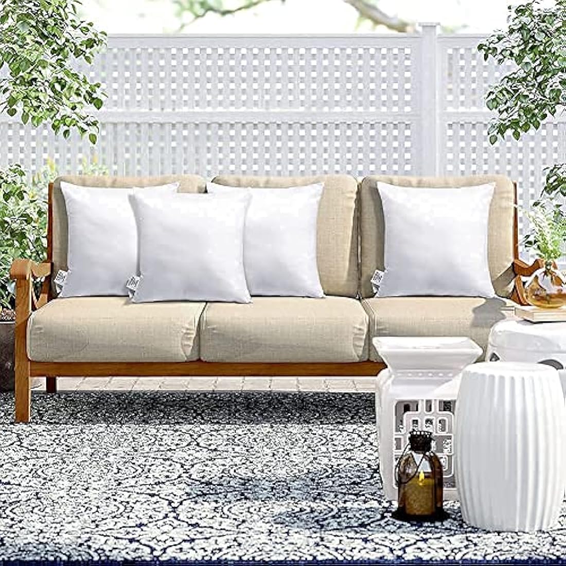 Jotom Waterproof Outdoor Cushion Inserts - 18x18 Inch Pillow Pads (Set of 4)
