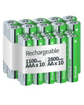 Granicell 20-Pack AA & AAA Rechargeable Ni-MH Batteries, 1.2V High-Capacity
