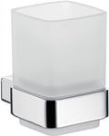 Emco Loft Wall-Mounted Glass Holder – Frosted Crystal Glass & Chrome