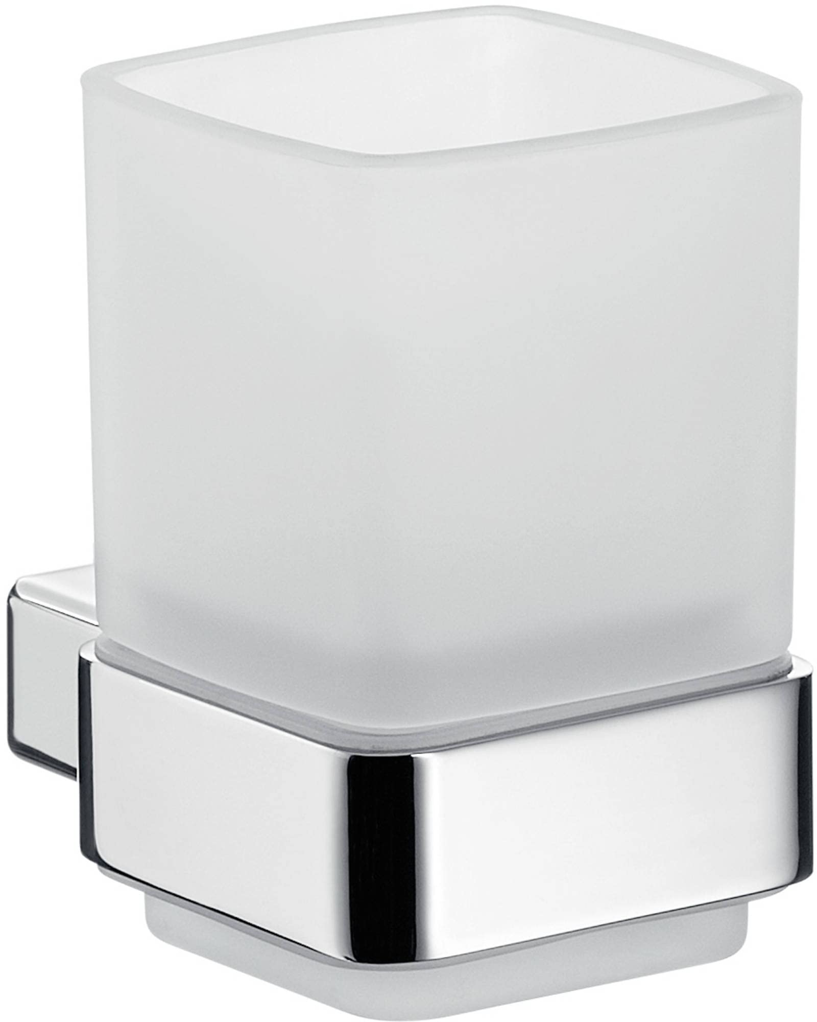 Emco Loft Wall-Mounted Glass Holder – Frosted Crystal Glass & Chrome