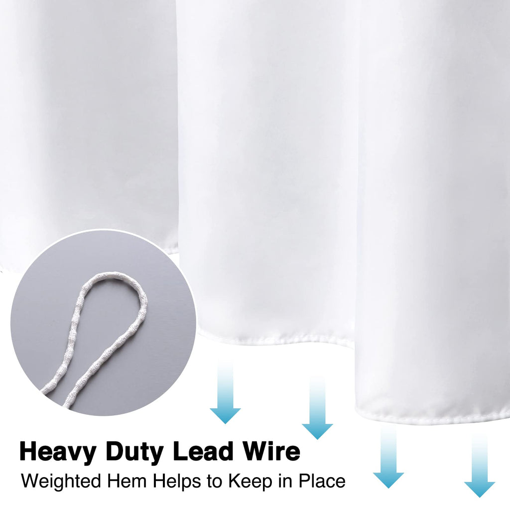WELTRXE Shower Curtains, Bathroom Shower Curtain with 12 Hooks, Waterproof Polyester Fabric Bathtub Curtain, Weighted Hem, Quick Dry