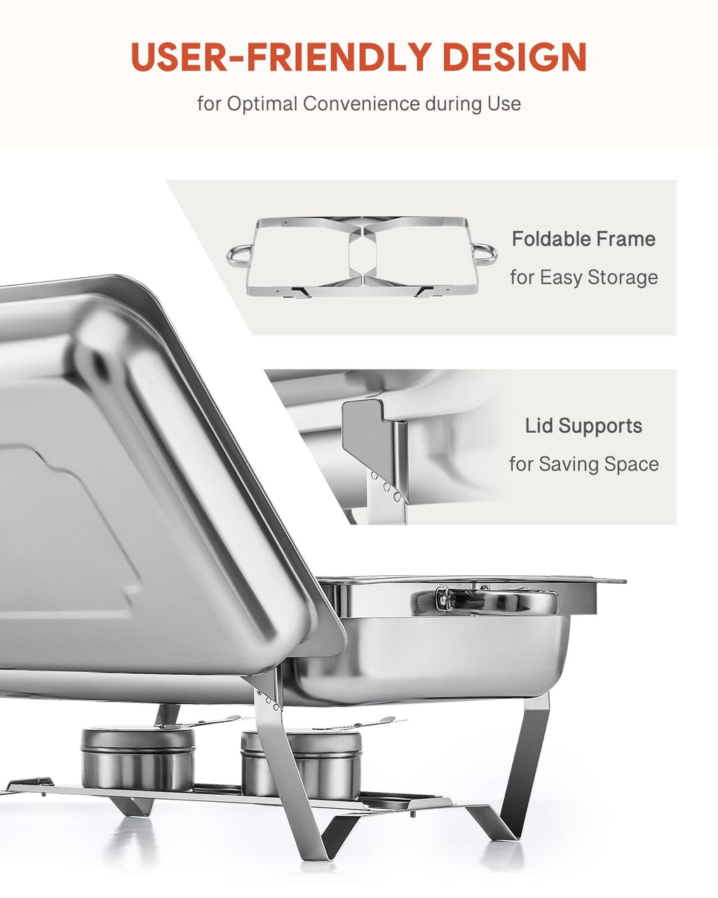 WILPREP Chafing Dish Buffet Set of 2 | 9L Stainless Steel Food Warmer