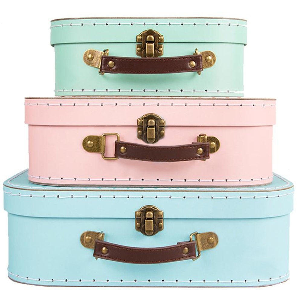 Retro Storage Suitcases by Sass & Belle – Set of 3 Pastel Gift Trunks
