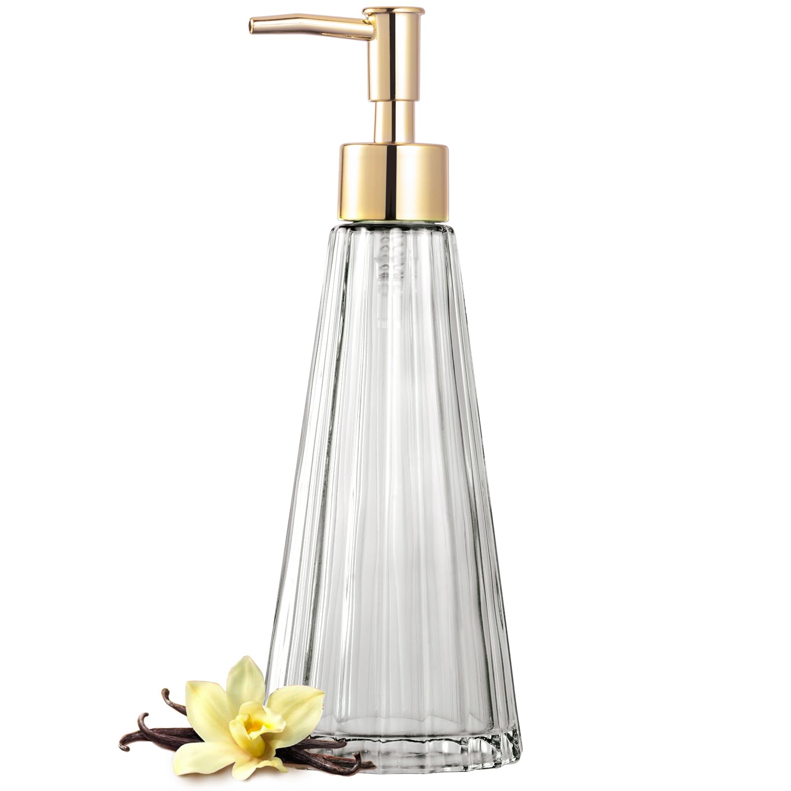 EMPO Vintage Glass Soap Dispenser – 10oz Rustic Farmhouse Refillable Bottle