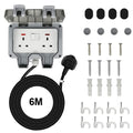 Bkiyougo IP66 Waterproof Double Outdoor Socket with 6M Extension Lead