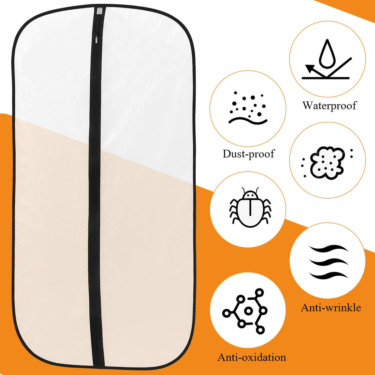 12 Pack Garment Bags, PEVA Translucent Clothes Covers, Suit Bag 40in+47in - image 4
