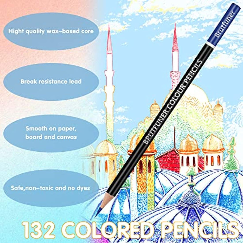 Melifluo 132 Professional Colouring Pencils Set with Portable Zipper Bag