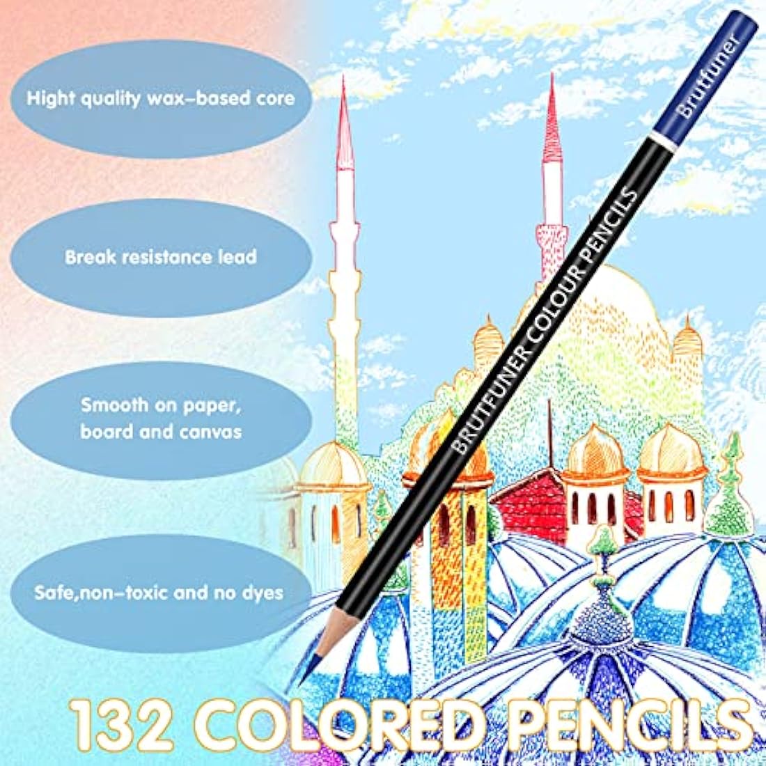 Melifluo 132 Professional Colouring Pencils Set with Portable Zipper Bag